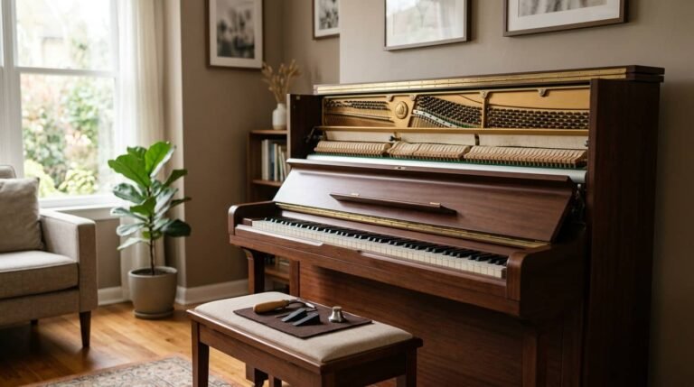 how often should you tune a piano with an upright acoustic piano open for tuning in a home